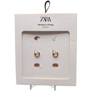 Zara Gold Tone Mini Hoop Earrings "Monday To Friday" Collection READ ME